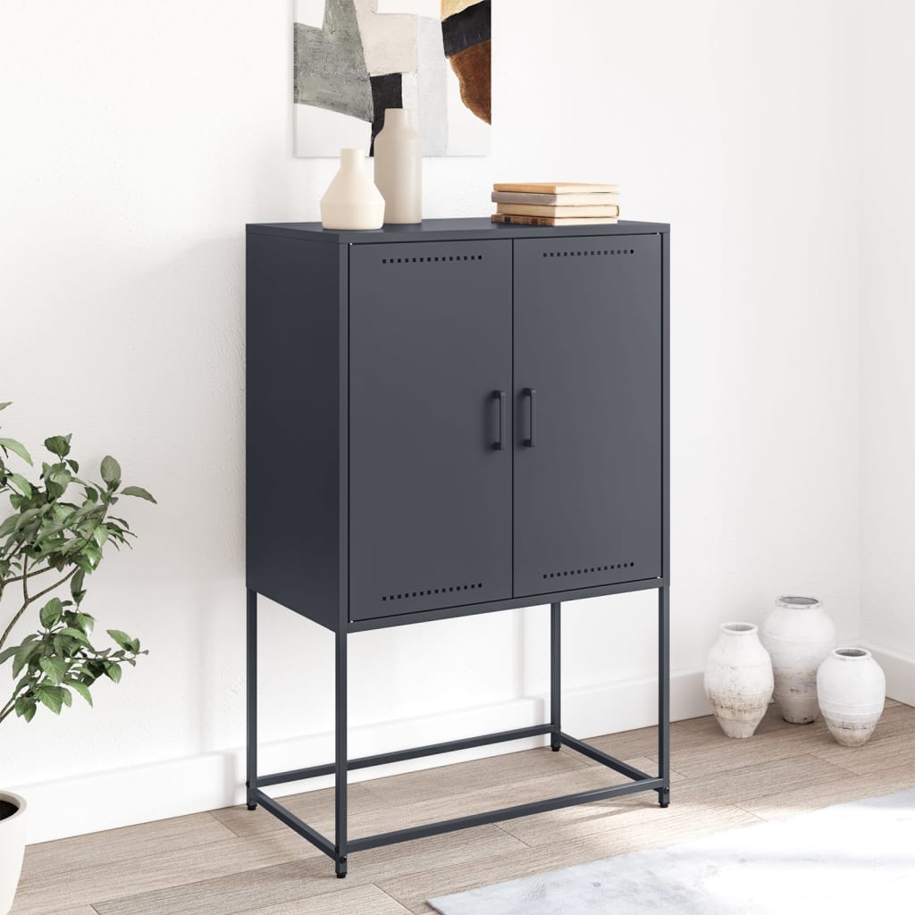 Hoge kast 68,5x38,5x107 cm staal antracietkleurig is nu te koop bij PeponiXL, paradijselijk wonen!