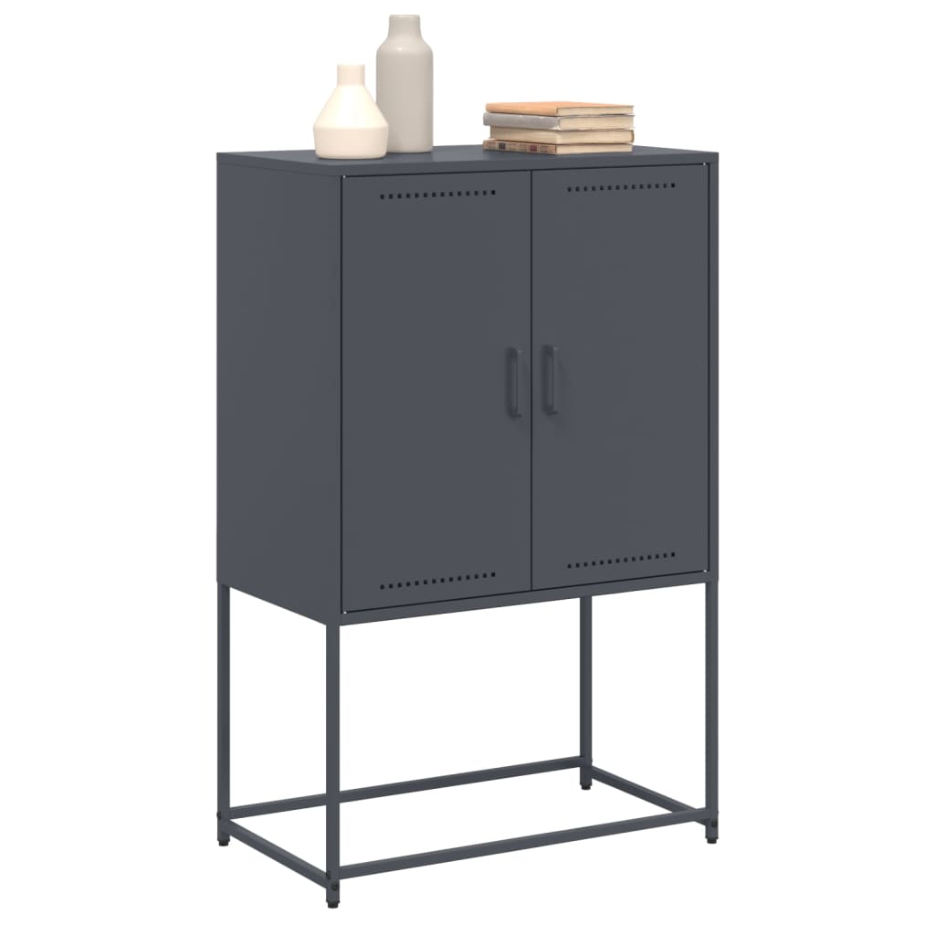 Hoge kast 68,5x38,5x107 cm staal antracietkleurig is nu te koop bij PeponiXL, paradijselijk wonen!