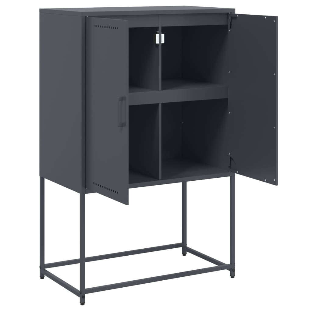 Hoge kast 68,5x38,5x107 cm staal antracietkleurig is nu te koop bij PeponiXL, paradijselijk wonen!