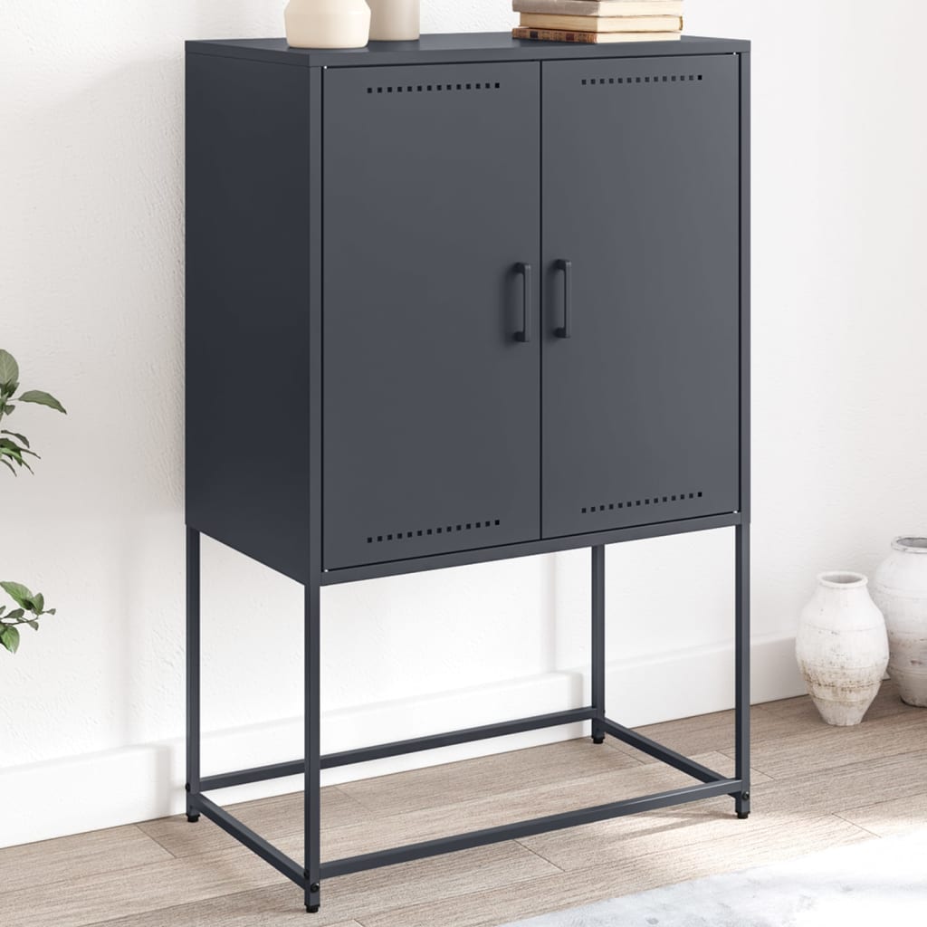 Hoge kast 68,5x38,5x107 cm staal antracietkleurig is nu te koop bij PeponiXL, paradijselijk wonen!