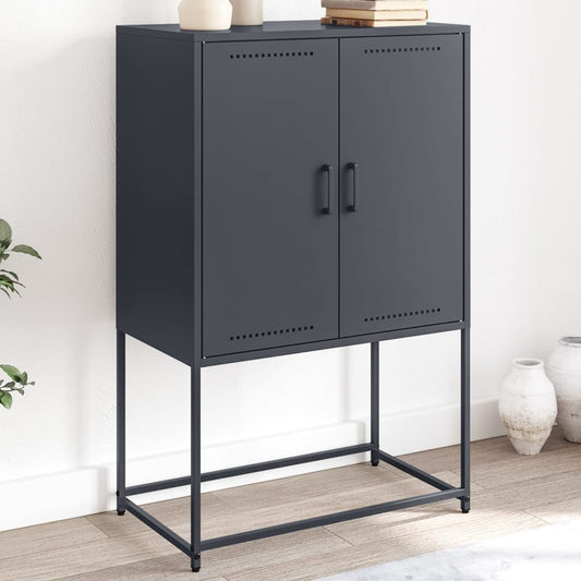 Hoge kast 68,5x38,5x107 cm staal antracietkleurig is nu te koop bij PeponiXL, paradijselijk wonen!