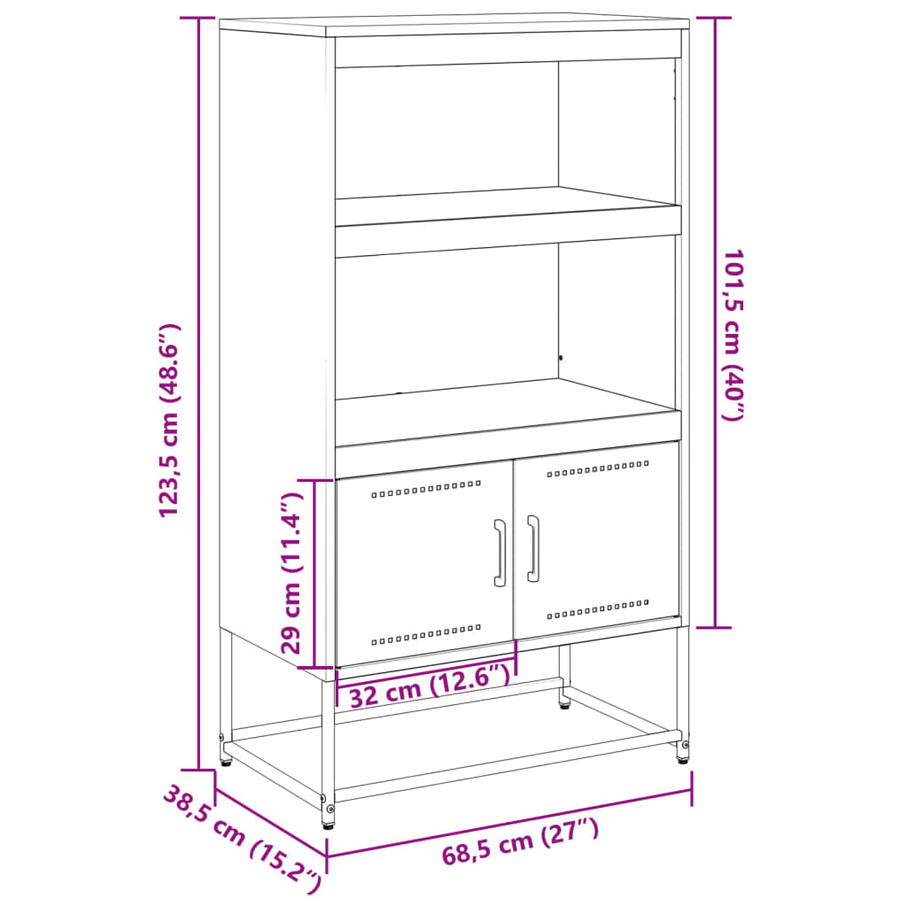 Hoge kast 68,5x38,5x107 cm staal wit is nu te koop bij PeponiXL, paradijselijk wonen!