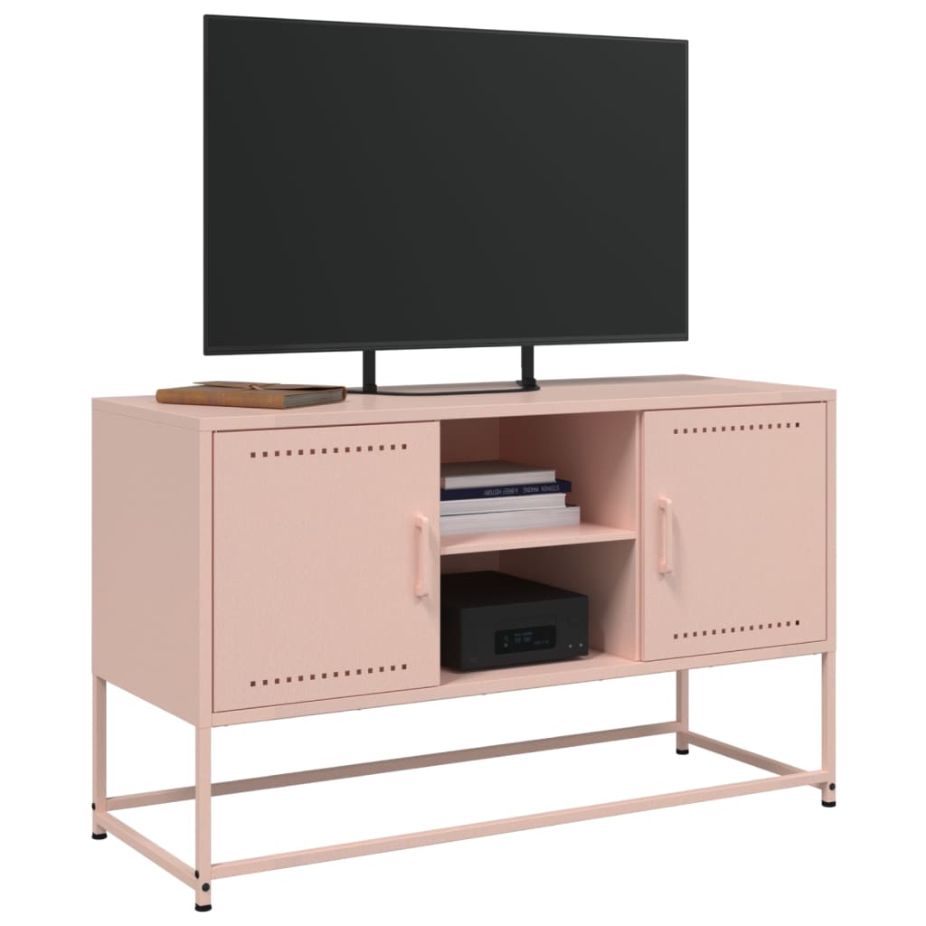 Tv-meubel 100,5x39x60,5 cm staal roze is nu te koop bij PeponiXL, paradijselijk wonen!
