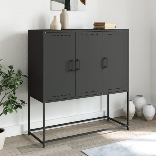 Hoge kast 100,5x39x107 cm staal zwart is nu te koop bij PeponiXL, paradijselijk wonen!