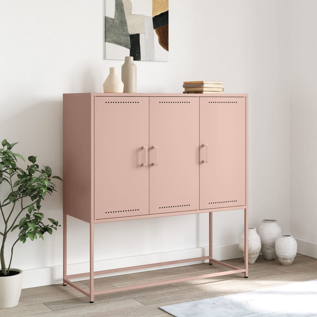 Hoge kast 100,5x39x107 cm staal roze is nu te koop bij PeponiXL, paradijselijk wonen!