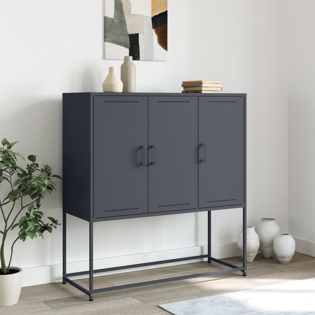 Hoge kast 100,5x39x107 cm staal antracietkleurig is nu te koop bij PeponiXL, paradijselijk wonen!