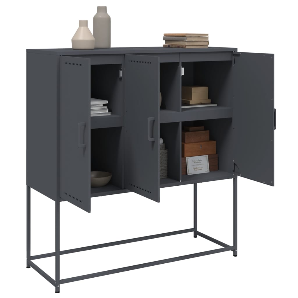 Hoge kast 100,5x39x107 cm staal antracietkleurig is nu te koop bij PeponiXL, paradijselijk wonen!
