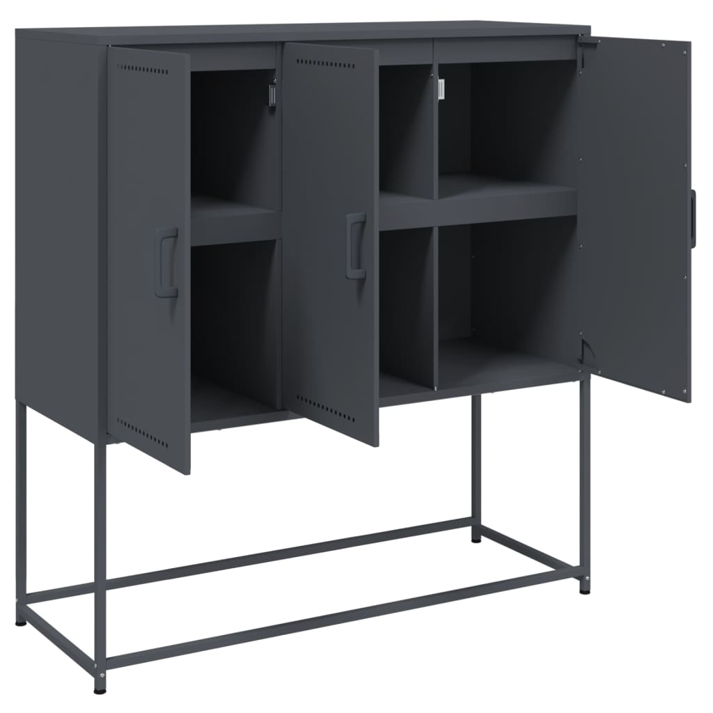 Hoge kast 100,5x39x107 cm staal antracietkleurig is nu te koop bij PeponiXL, paradijselijk wonen!
