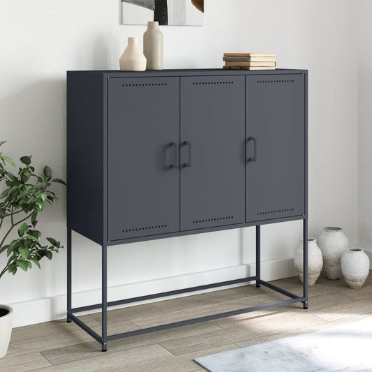 Hoge kast 100,5x39x107 cm staal antracietkleurig is nu te koop bij PeponiXL, paradijselijk wonen!