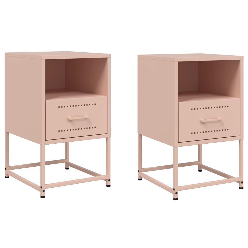 Nachtkastjes 2 st 36x39x60,5 cm staal roze is nu te koop bij PeponiXL, paradijselijk wonen!