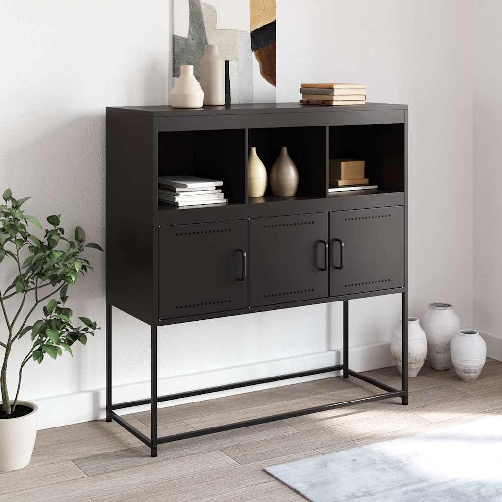 Dressoir 100,5x39x107 cm staal zwart is nu te koop bij PeponiXL, paradijselijk wonen!