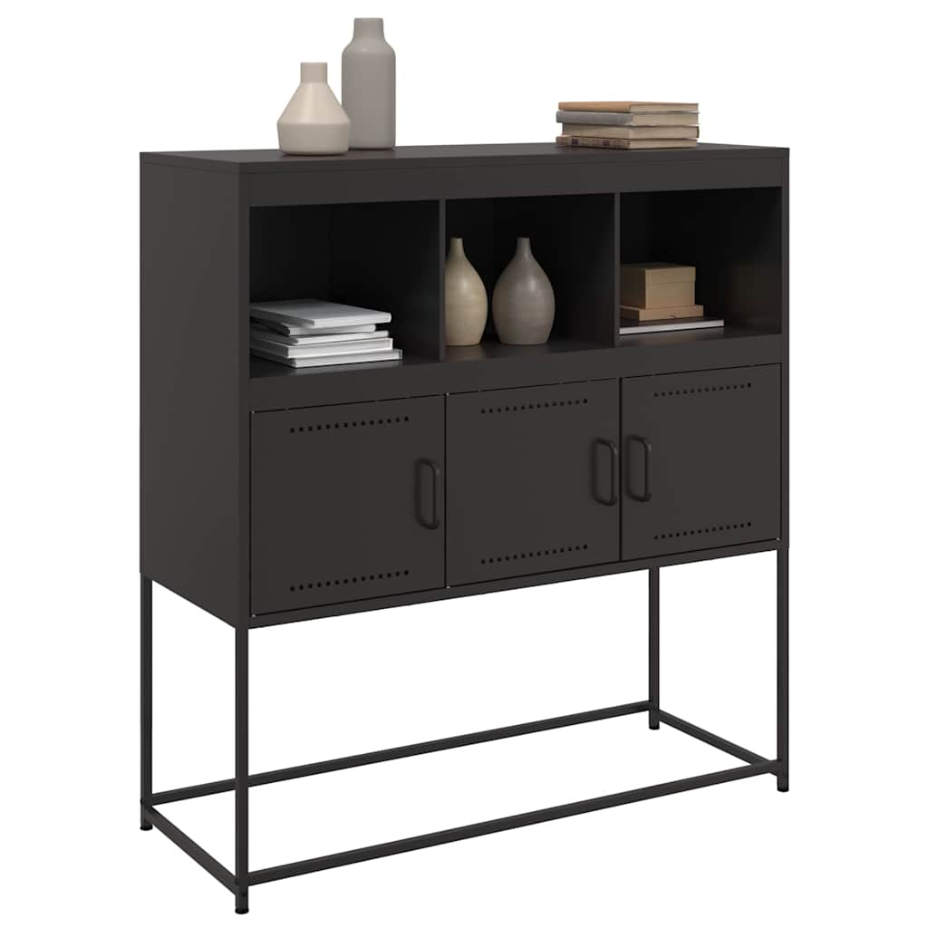Dressoir 100,5x39x107 cm staal zwart is nu te koop bij PeponiXL, paradijselijk wonen!