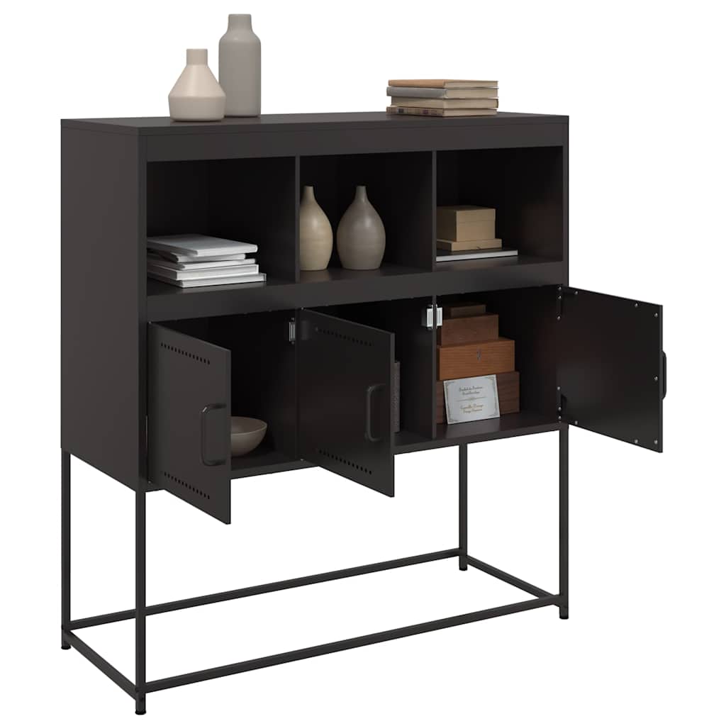 Dressoir 100,5x39x107 cm staal zwart is nu te koop bij PeponiXL, paradijselijk wonen!