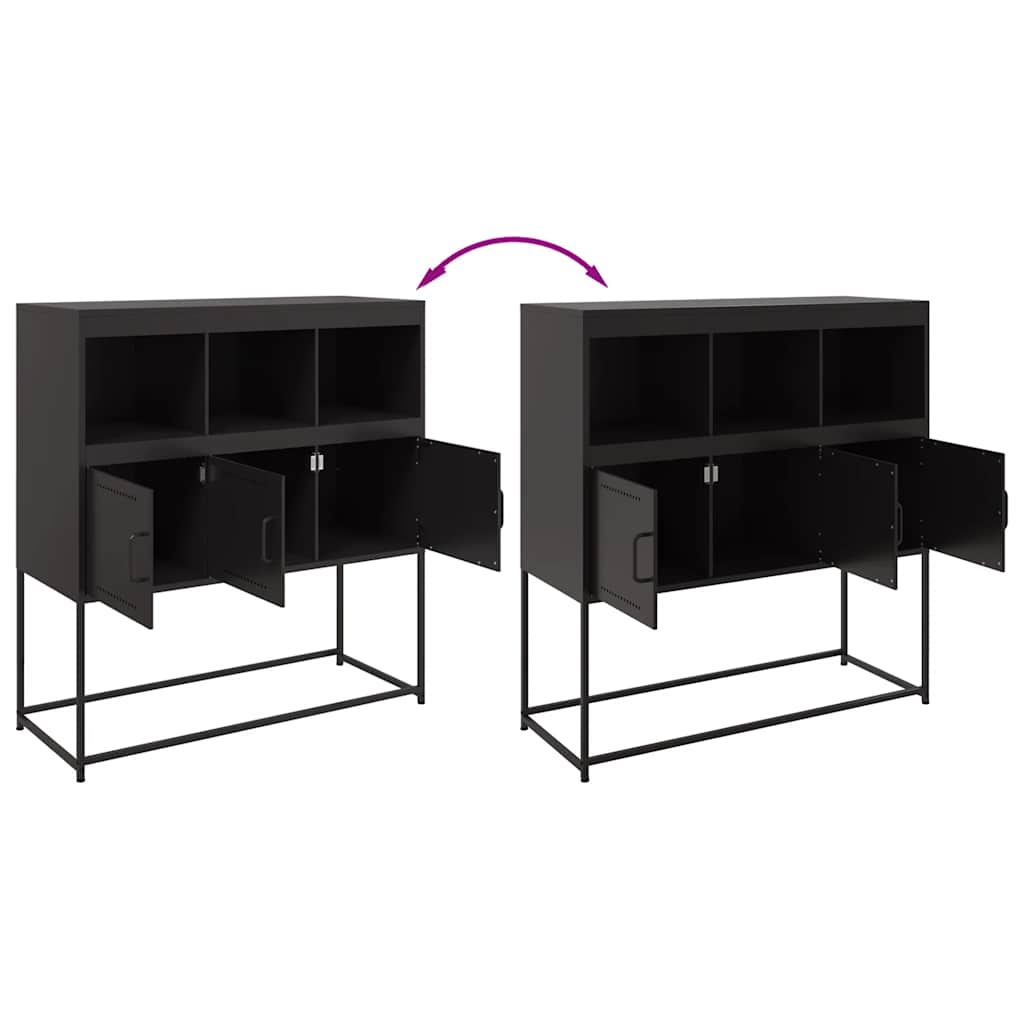 Dressoir 100,5x39x107 cm staal zwart is nu te koop bij PeponiXL, paradijselijk wonen!