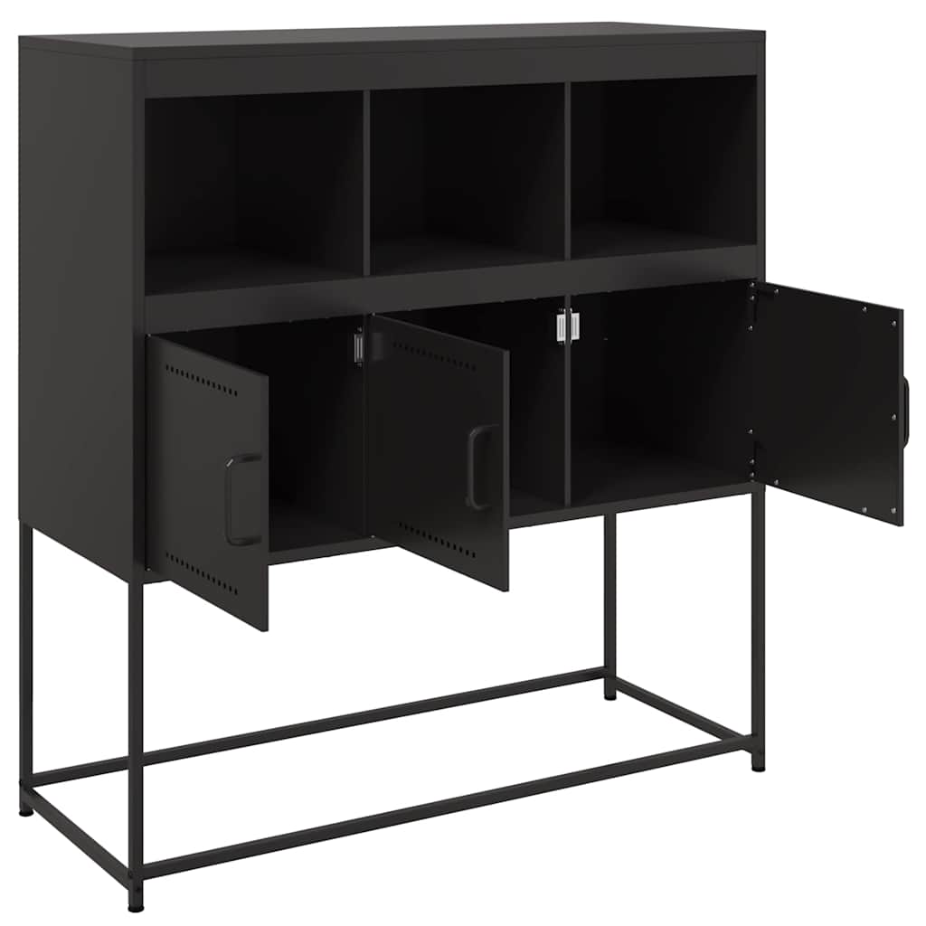 Dressoir 100,5x39x107 cm staal zwart is nu te koop bij PeponiXL, paradijselijk wonen!