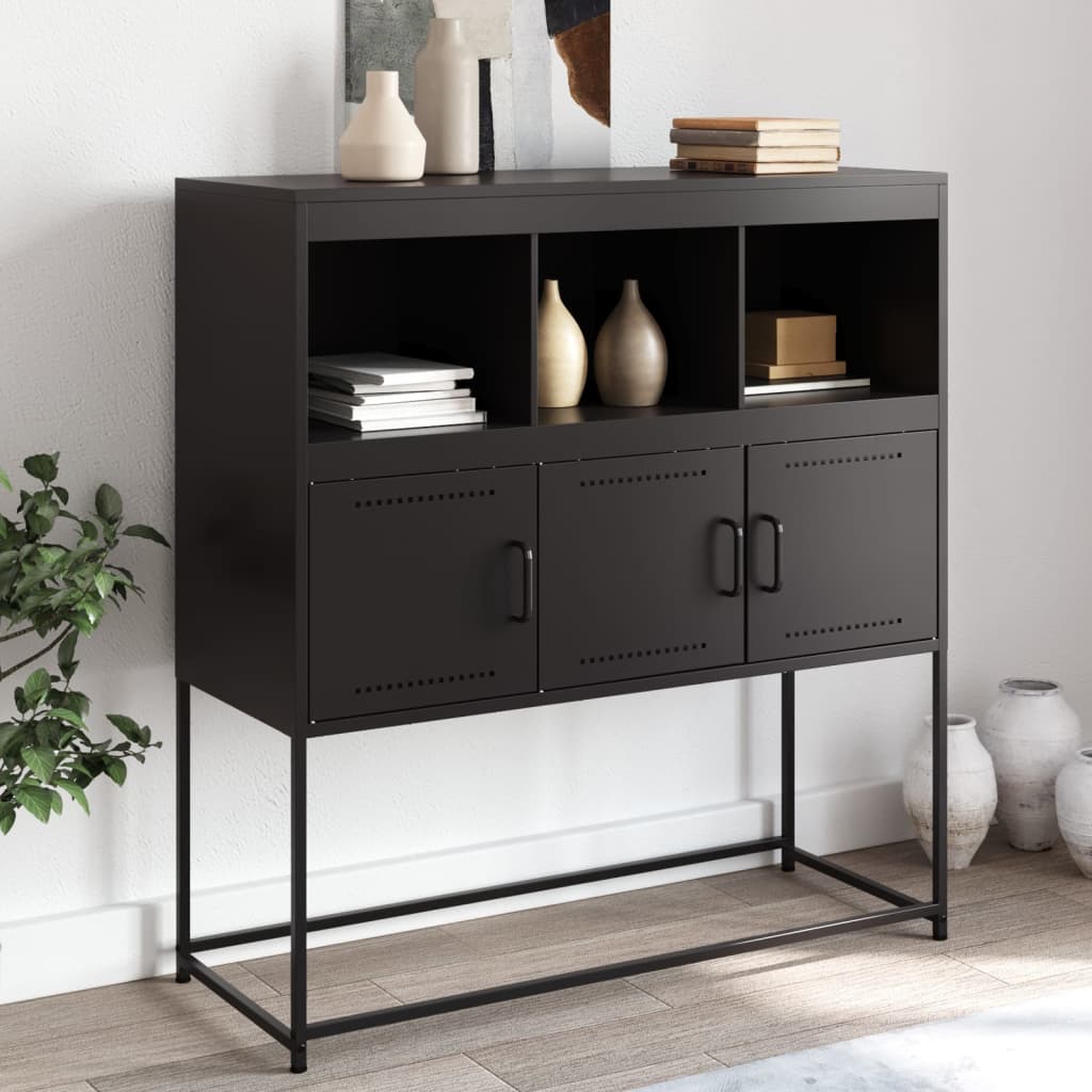 Dressoir 100,5x39x107 cm staal zwart is nu te koop bij PeponiXL, paradijselijk wonen!