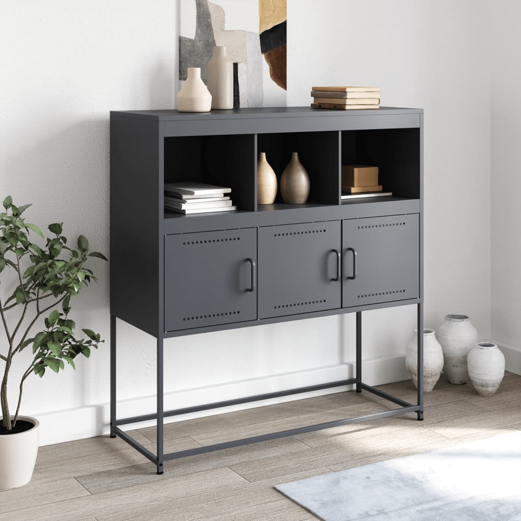 Dressoir 100,5x39x107 cm staal antracietkleurig is nu te koop bij PeponiXL, paradijselijk wonen!
