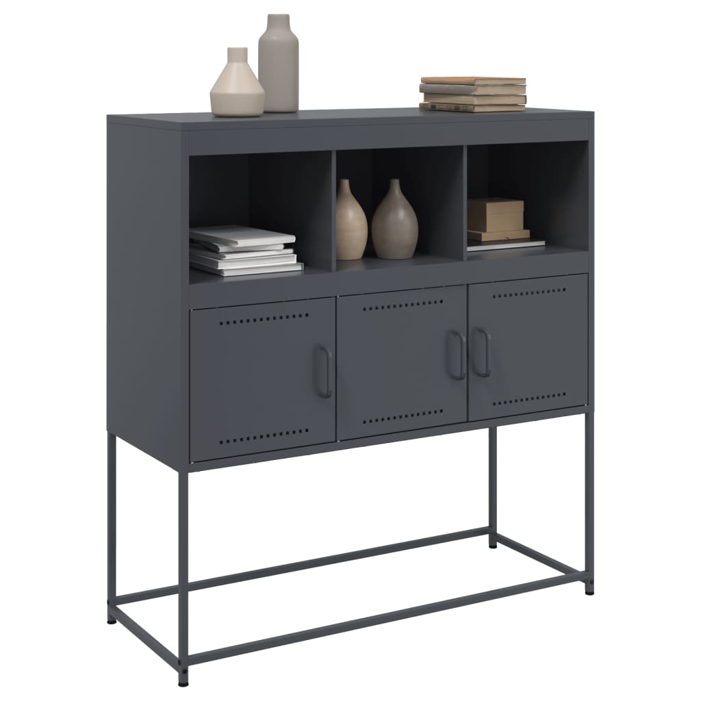 Dressoir 100,5x39x107 cm staal antracietkleurig is nu te koop bij PeponiXL, paradijselijk wonen!