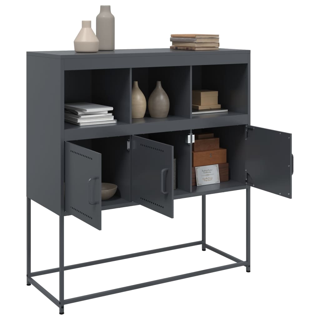 Dressoir 100,5x39x107 cm staal antracietkleurig is nu te koop bij PeponiXL, paradijselijk wonen!