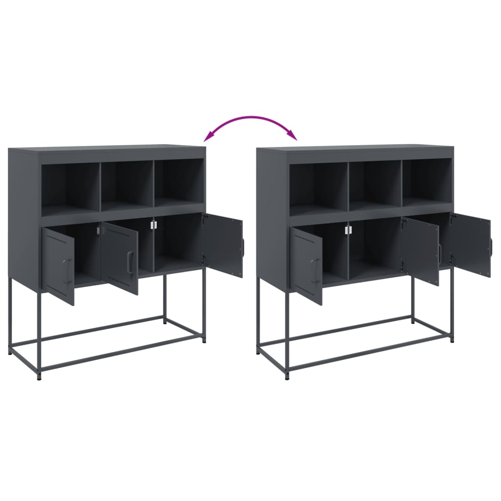 Dressoir 100,5x39x107 cm staal antracietkleurig is nu te koop bij PeponiXL, paradijselijk wonen!
