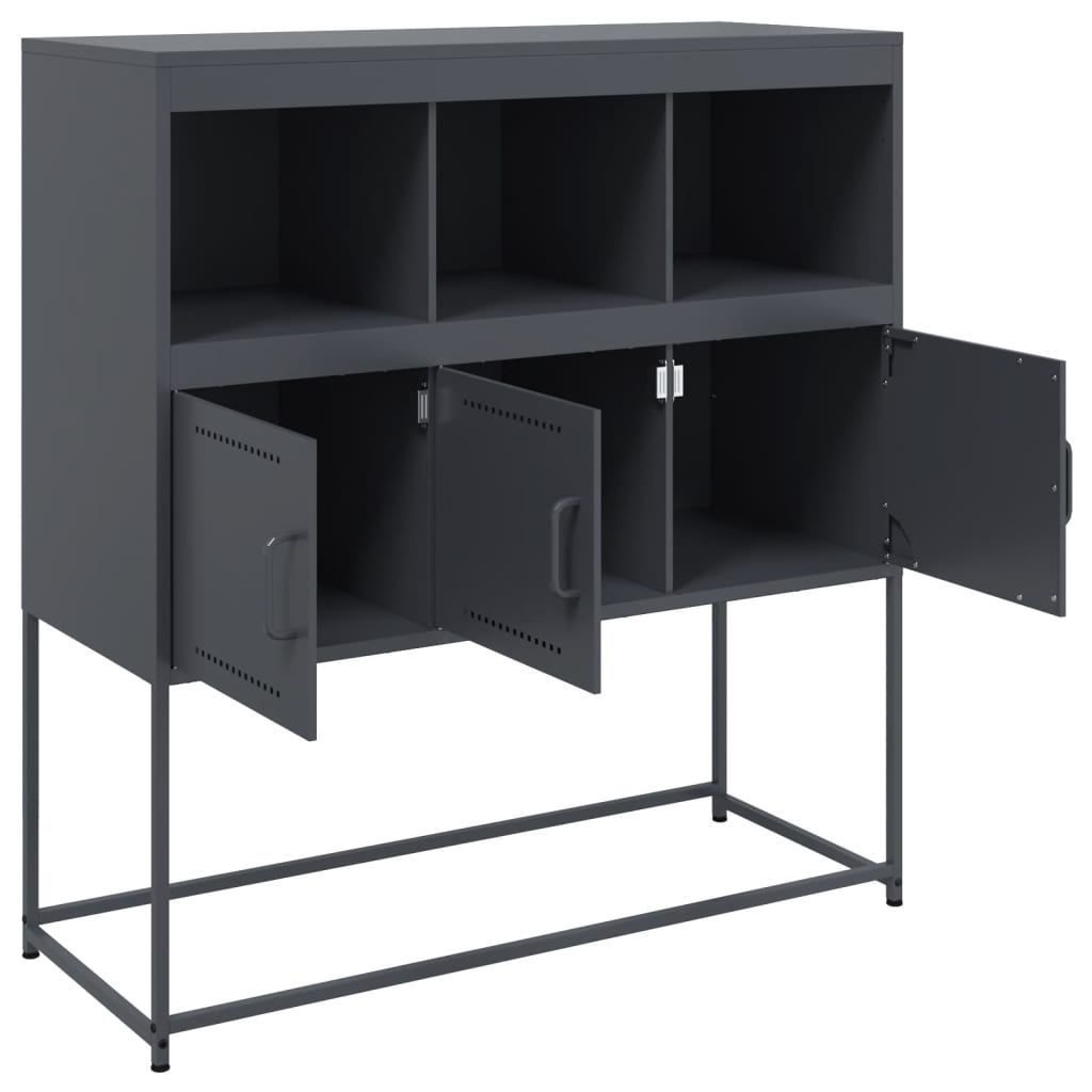 Dressoir 100,5x39x107 cm staal antracietkleurig is nu te koop bij PeponiXL, paradijselijk wonen!