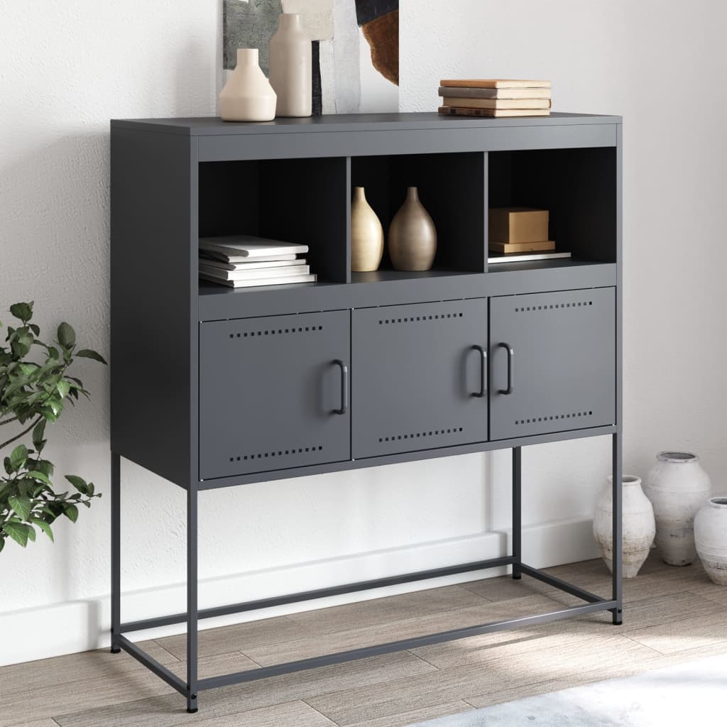 Dressoir 100,5x39x107 cm staal antracietkleurig is nu te koop bij PeponiXL, paradijselijk wonen!