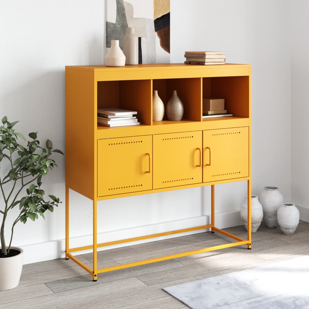 Dressoir 100,5x39x107 cm staal mosterdgeel is nu te koop bij PeponiXL, paradijselijk wonen!