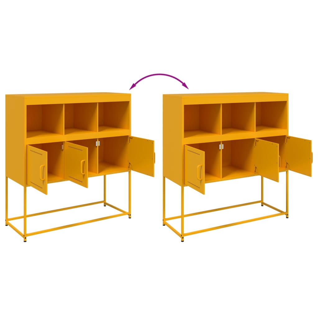 Dressoir 100,5x39x107 cm staal mosterdgeel is nu te koop bij PeponiXL, paradijselijk wonen!