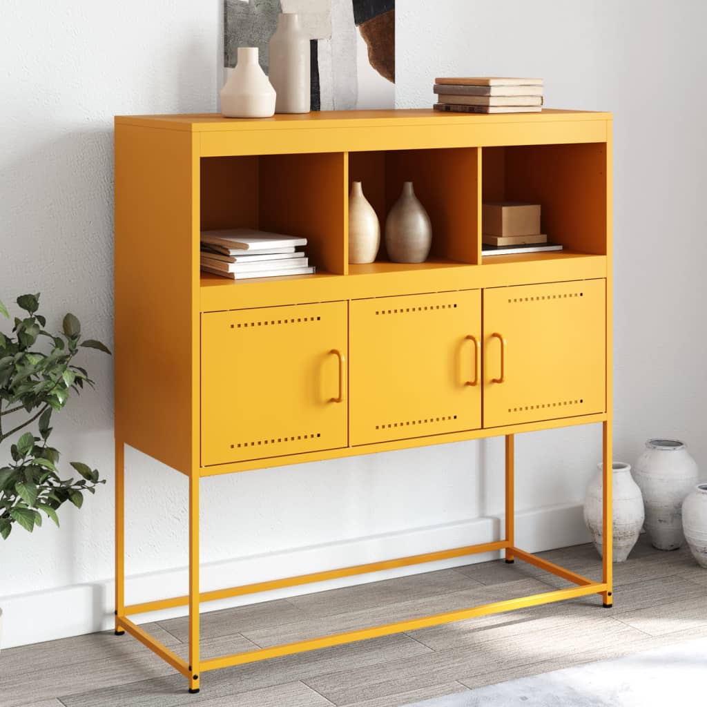 Dressoir 100,5x39x107 cm staal mosterdgeel is nu te koop bij PeponiXL, paradijselijk wonen!