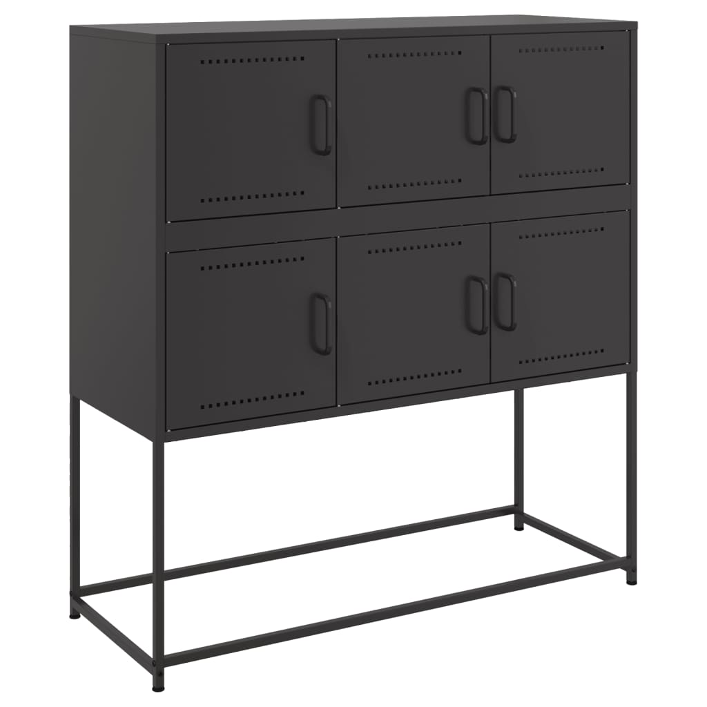 Dressoir 100,5x39x107 cm staal zwart is nu te koop bij PeponiXL, paradijselijk wonen!