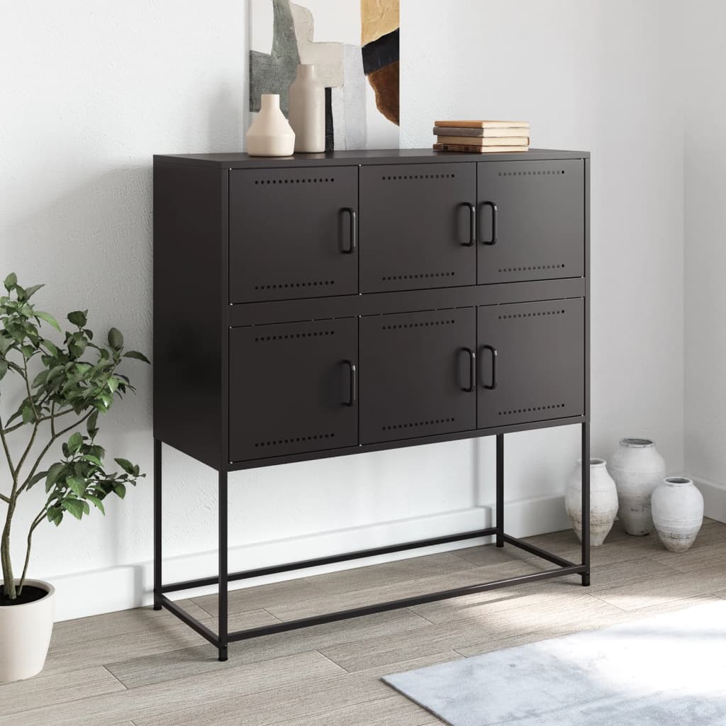 Dressoir 100,5x39x107 cm staal zwart is nu te koop bij PeponiXL, paradijselijk wonen!