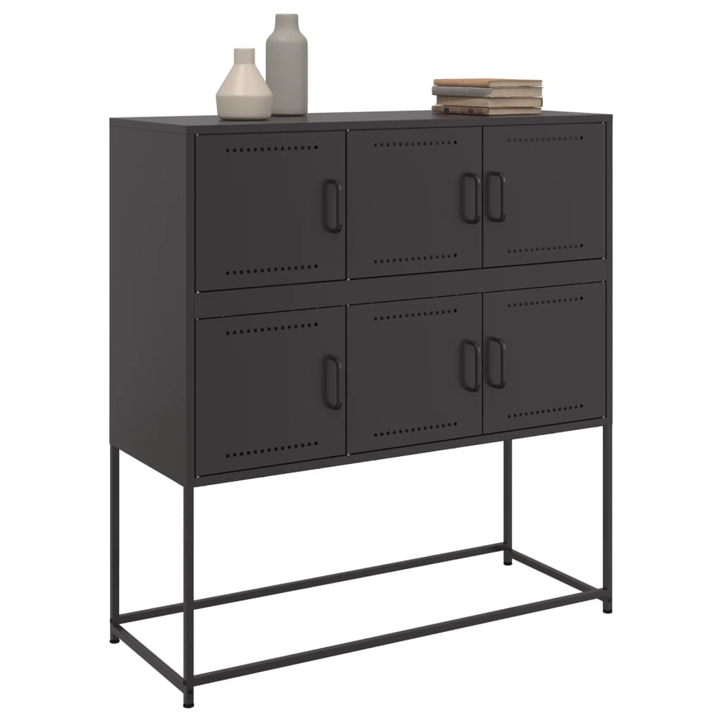 Dressoir 100,5x39x107 cm staal zwart is nu te koop bij PeponiXL, paradijselijk wonen!