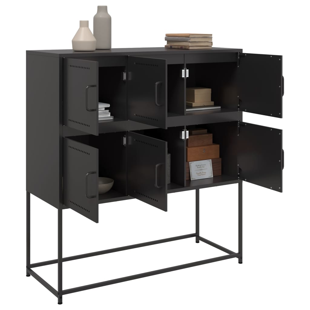Dressoir 100,5x39x107 cm staal zwart is nu te koop bij PeponiXL, paradijselijk wonen!