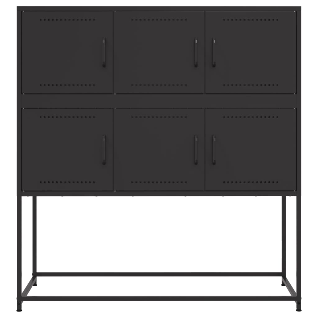 Dressoir 100,5x39x107 cm staal zwart is nu te koop bij PeponiXL, paradijselijk wonen!