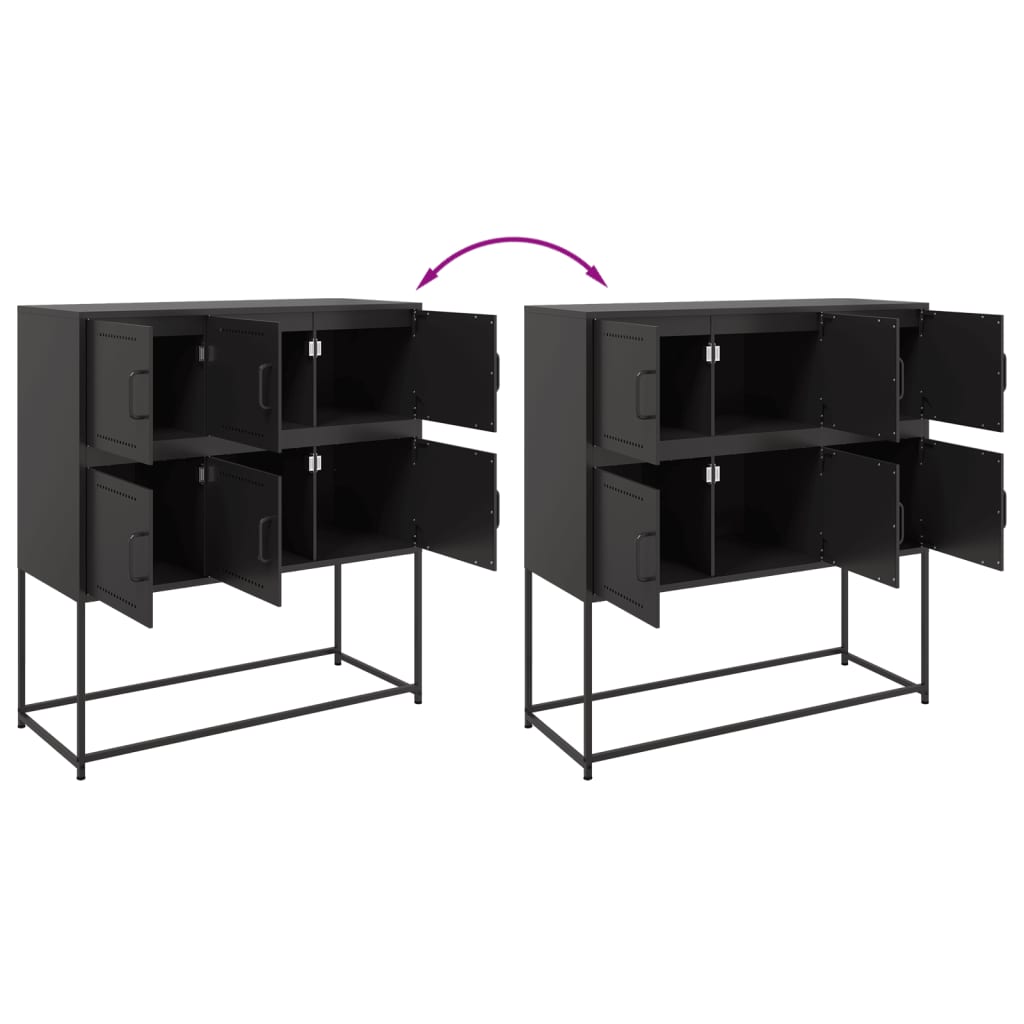 Dressoir 100,5x39x107 cm staal zwart is nu te koop bij PeponiXL, paradijselijk wonen!