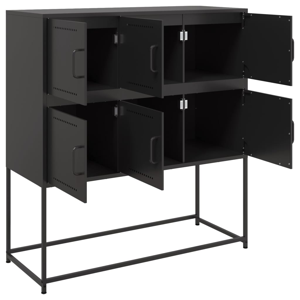 Dressoir 100,5x39x107 cm staal zwart is nu te koop bij PeponiXL, paradijselijk wonen!