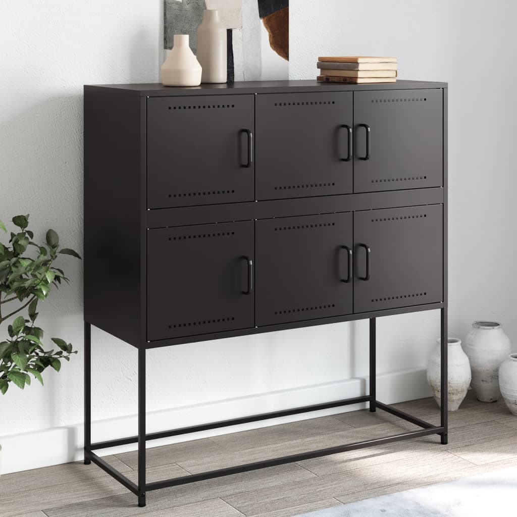 Dressoir 100,5x39x107 cm staal zwart is nu te koop bij PeponiXL, paradijselijk wonen!