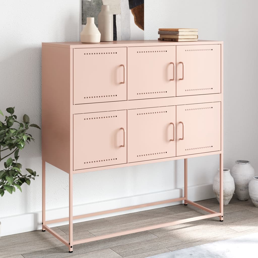 Dressoir 100,5x39x107 cm staal roze is nu te koop bij PeponiXL, paradijselijk wonen!