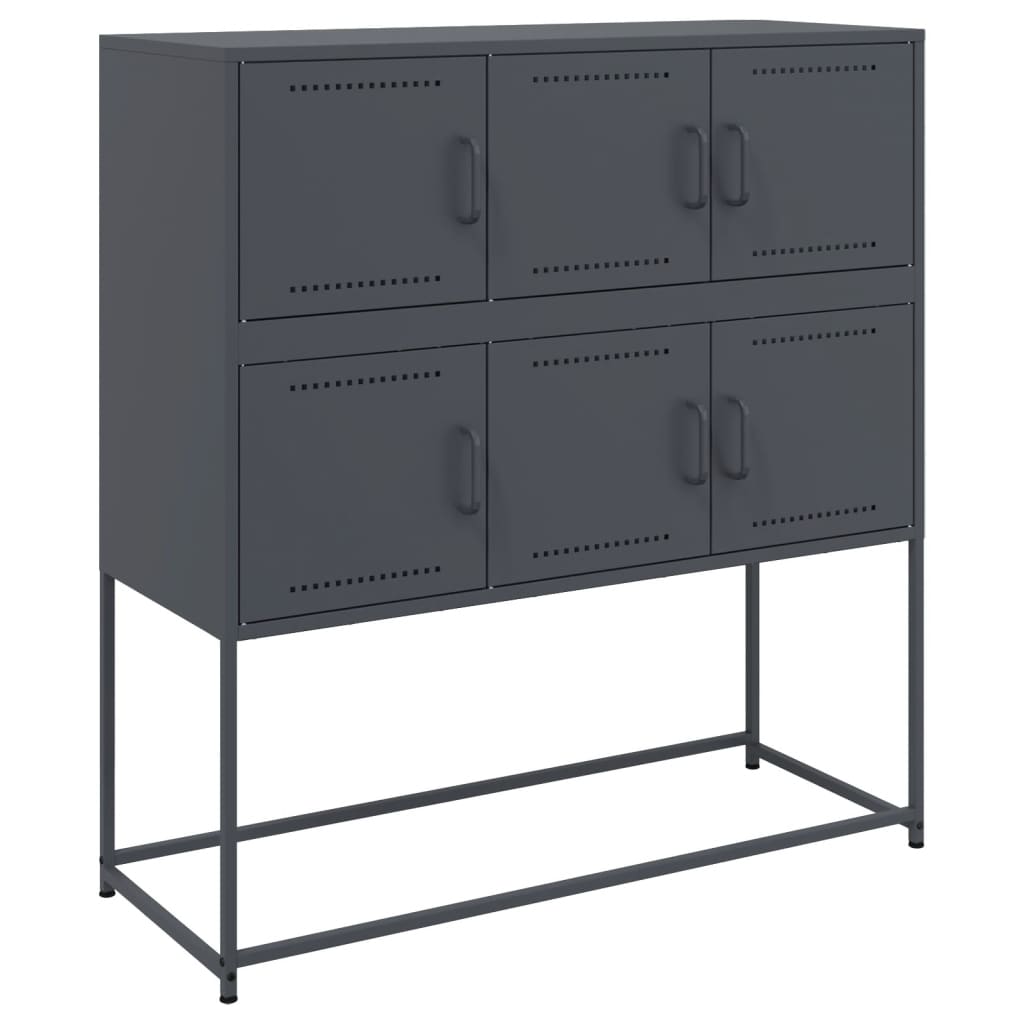 Dressoir 100,5x39x107 cm staal antracietkleurig is nu te koop bij PeponiXL, paradijselijk wonen!