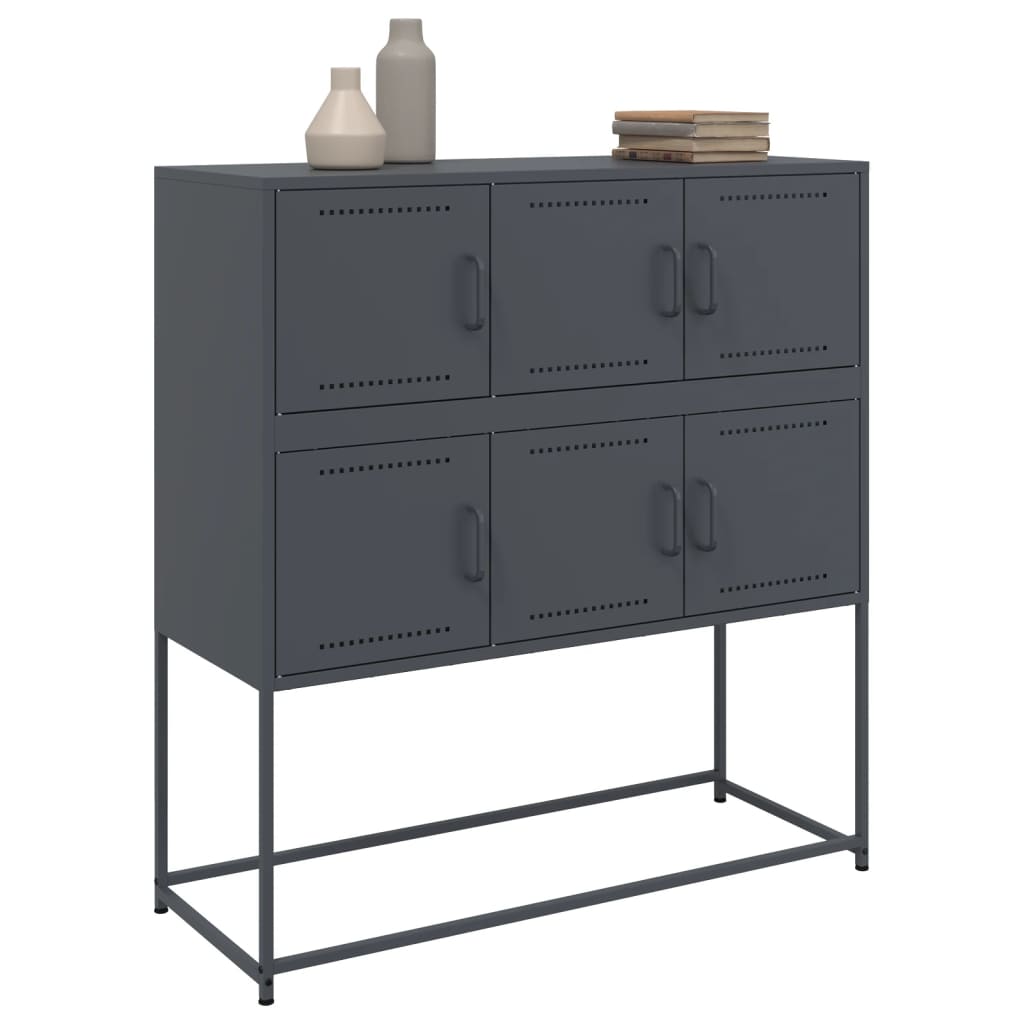 Dressoir 100,5x39x107 cm staal antracietkleurig is nu te koop bij PeponiXL, paradijselijk wonen!