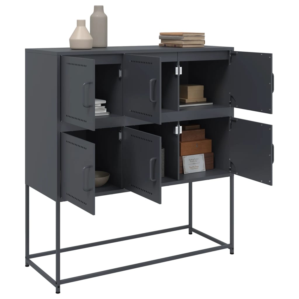 Dressoir 100,5x39x107 cm staal antracietkleurig is nu te koop bij PeponiXL, paradijselijk wonen!