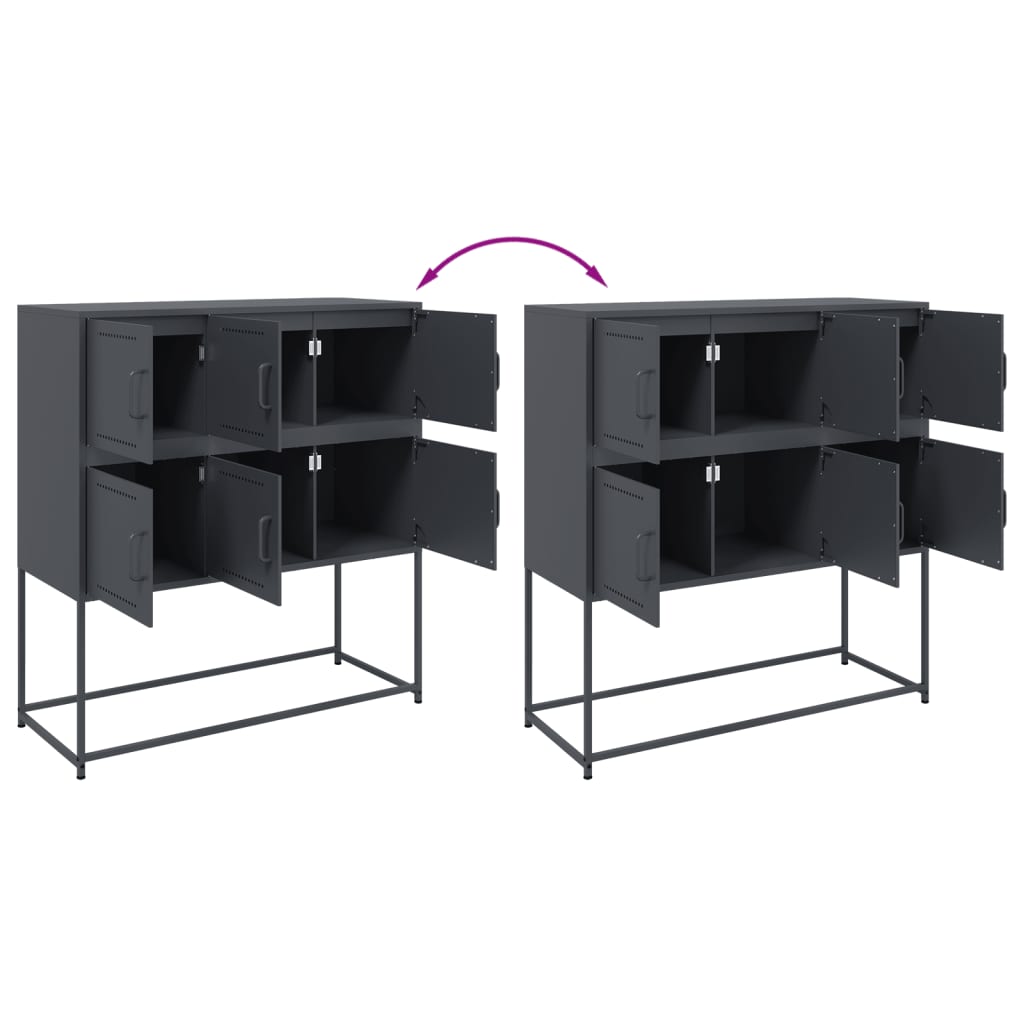 Dressoir 100,5x39x107 cm staal antracietkleurig is nu te koop bij PeponiXL, paradijselijk wonen!