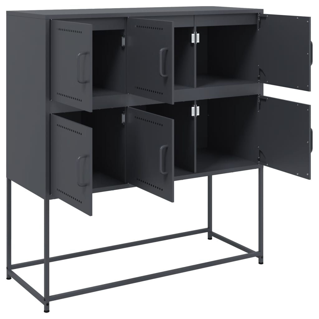 Dressoir 100,5x39x107 cm staal antracietkleurig is nu te koop bij PeponiXL, paradijselijk wonen!