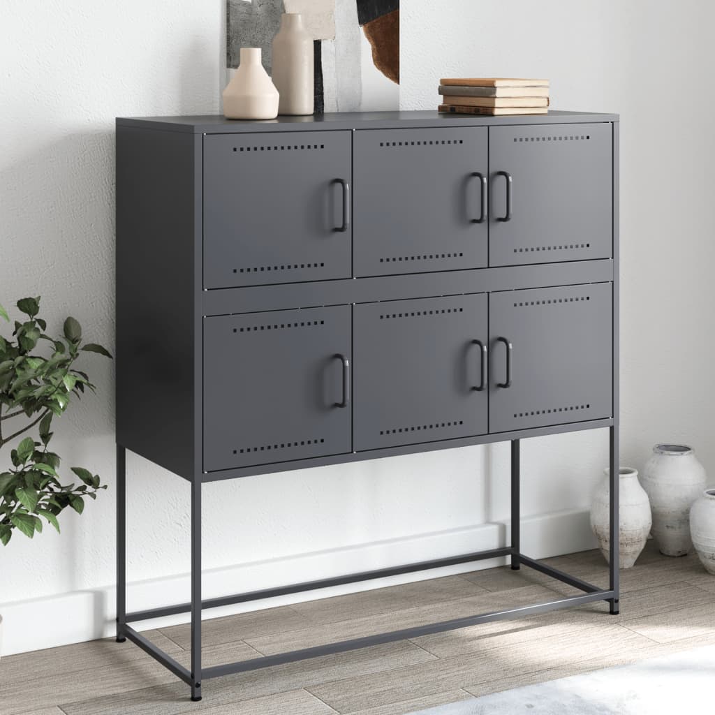 Dressoir 100,5x39x107 cm staal antracietkleurig is nu te koop bij PeponiXL, paradijselijk wonen!