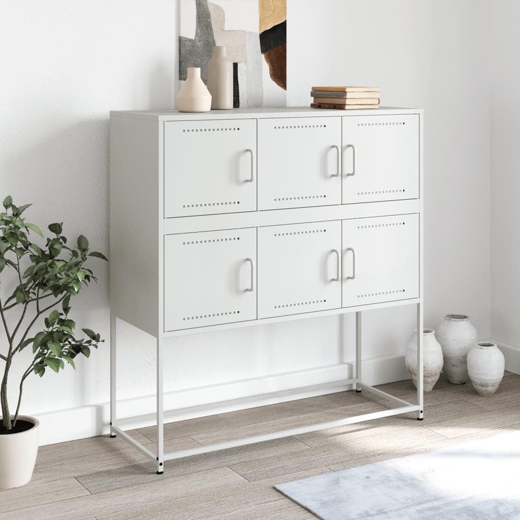 Dressoir 100,5x39x107 cm staal wit is nu te koop bij PeponiXL, paradijselijk wonen!