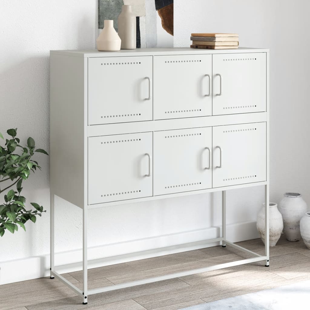 Dressoir 100,5x39x107 cm staal wit is nu te koop bij PeponiXL, paradijselijk wonen!
