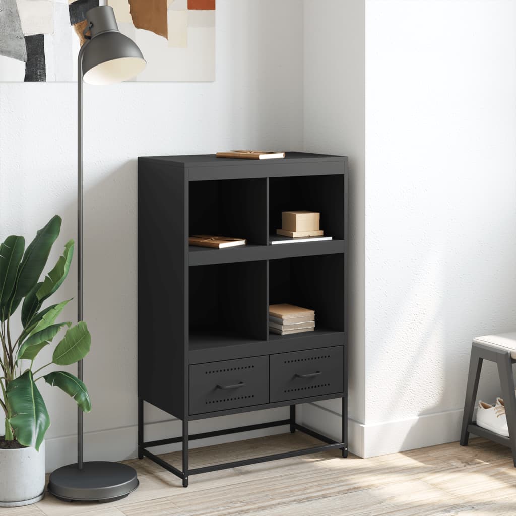 Hoge kast 68x39x111,5 cm staal zwart is nu te koop bij PeponiXL, paradijselijk wonen!