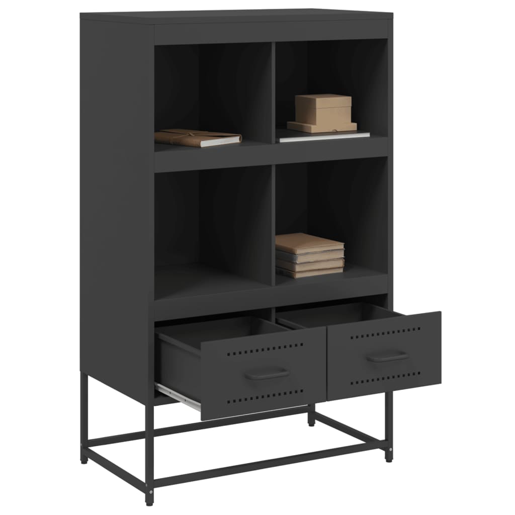 Hoge kast 68x39x111,5 cm staal zwart is nu te koop bij PeponiXL, paradijselijk wonen!