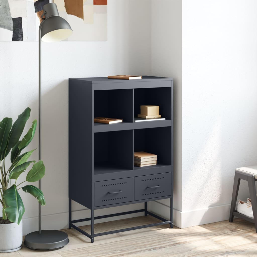 Hoge kast 68x39x111,5 cm staal antracietkleurig is nu te koop bij PeponiXL, paradijselijk wonen!