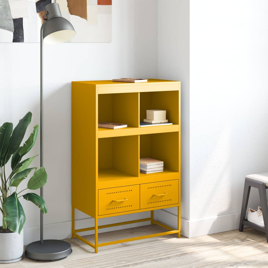 Hoge kast 68x39x111,5 cm staal mosterdgeel is nu te koop bij PeponiXL, paradijselijk wonen!